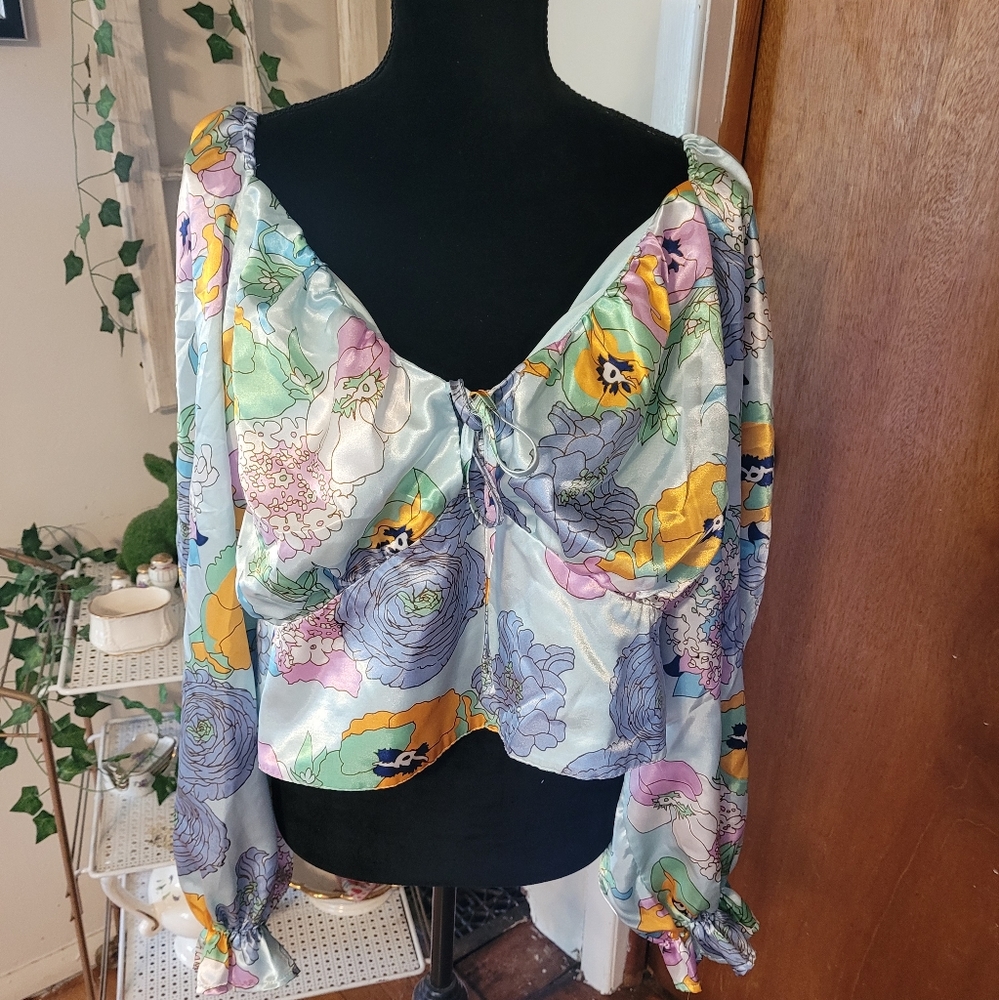 🍒5for$10 Rue21+ blue floral blouse. Sz 4X